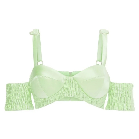 ALIÉTTE Green Silky Bralette Top Size 4 - Picture 1 of 16
